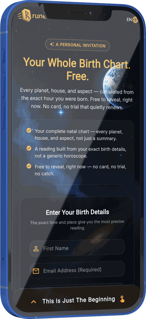 The same link opened on someone else's phone — a personal invitation offering a whole birth chart, free.