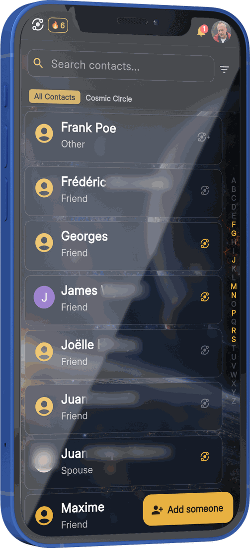 The Contacts list in Runecast AI &mdash; a screenful of people, surnames blurred here for privacy.